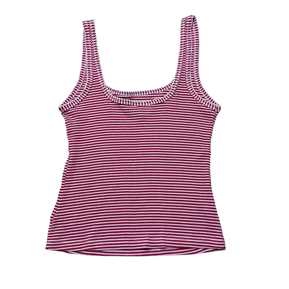 Universal Thread Textured Rib Tank Top RED STRIPED Medium - Picture 4 of 5